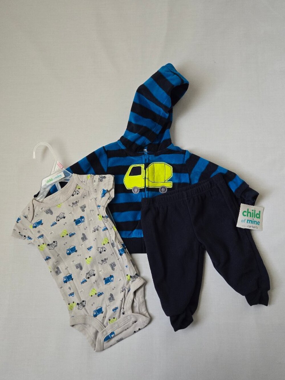 Child of Mine Carter’s Baby Boy 3 Piece Truck Outfit Set Size Confirm NWT